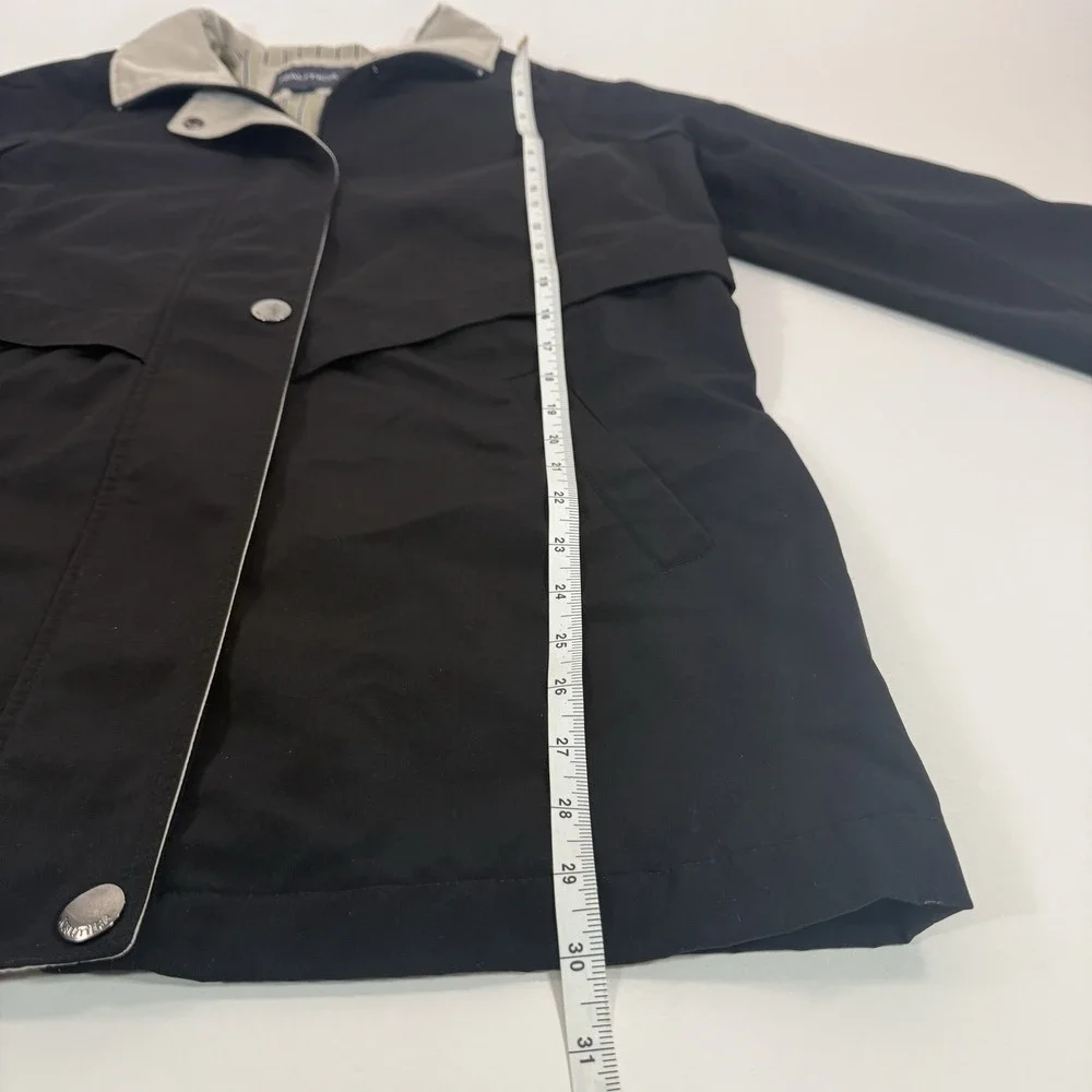 Nautica‎ Womens Rain Jacket Trench Coat Large Black Lightweight Long Sleeve